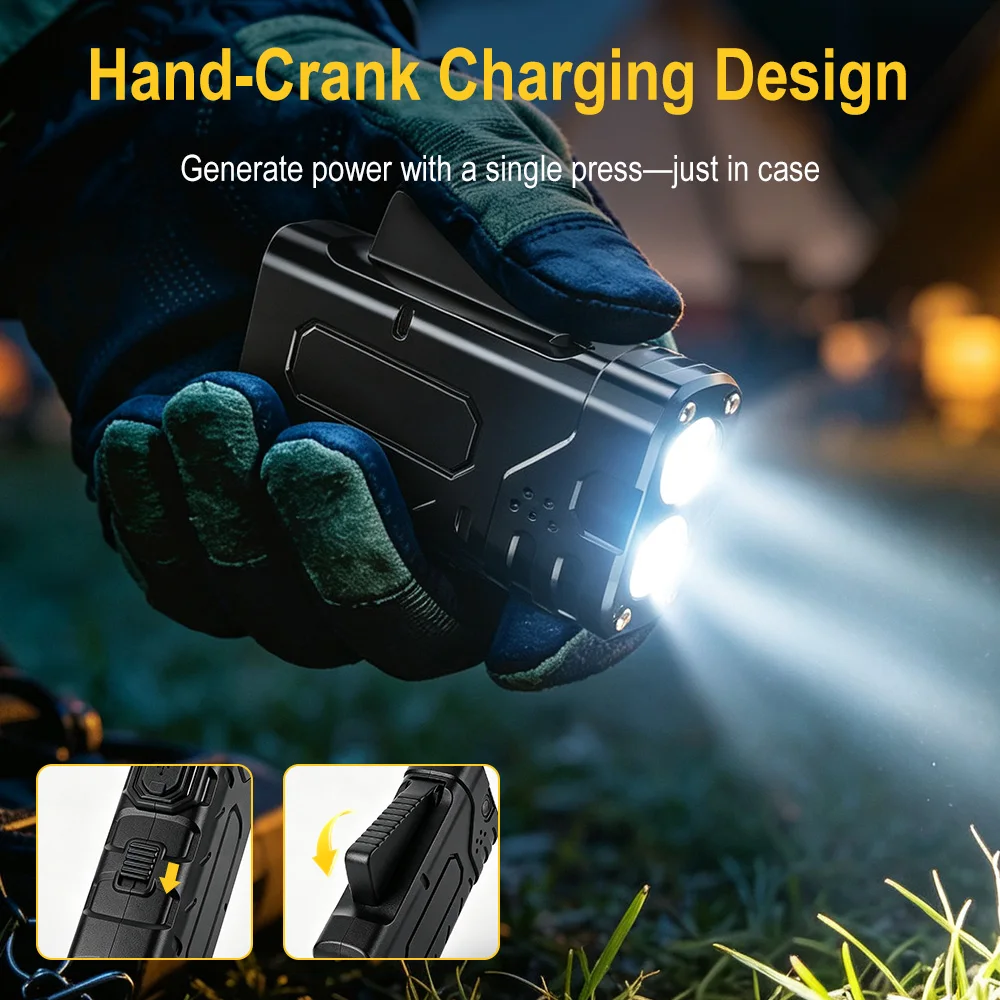 BORUIiT Hand Crank EDC LED Fla - огляд і ціна Outdoor Hunting Lights